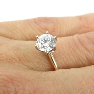 Moissanite Solitaire Engagement Ring, 14K Solid Yellow Gold or 14K White Gold, Near colorless Moissanite Stone, 6 Prong, bridal image 9