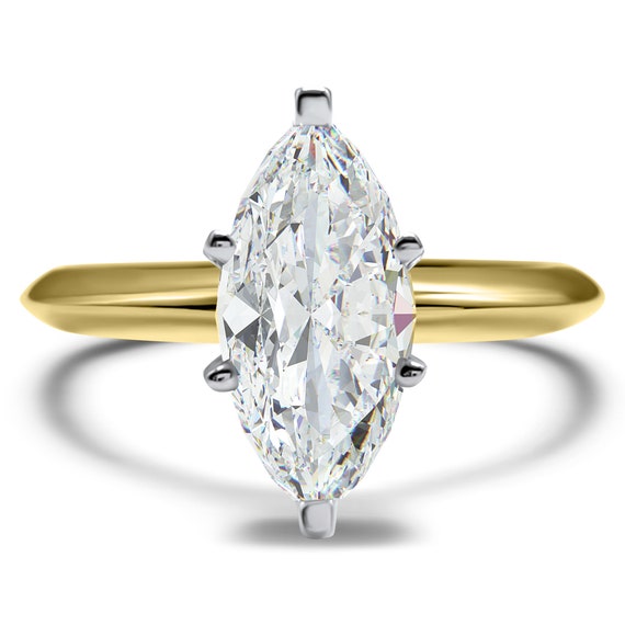 14K Solid Gold Marquise CZ Cubic Zirconia Ring 1 Carat or 1.5 Carat Engagement or Promise Ring Etsy
