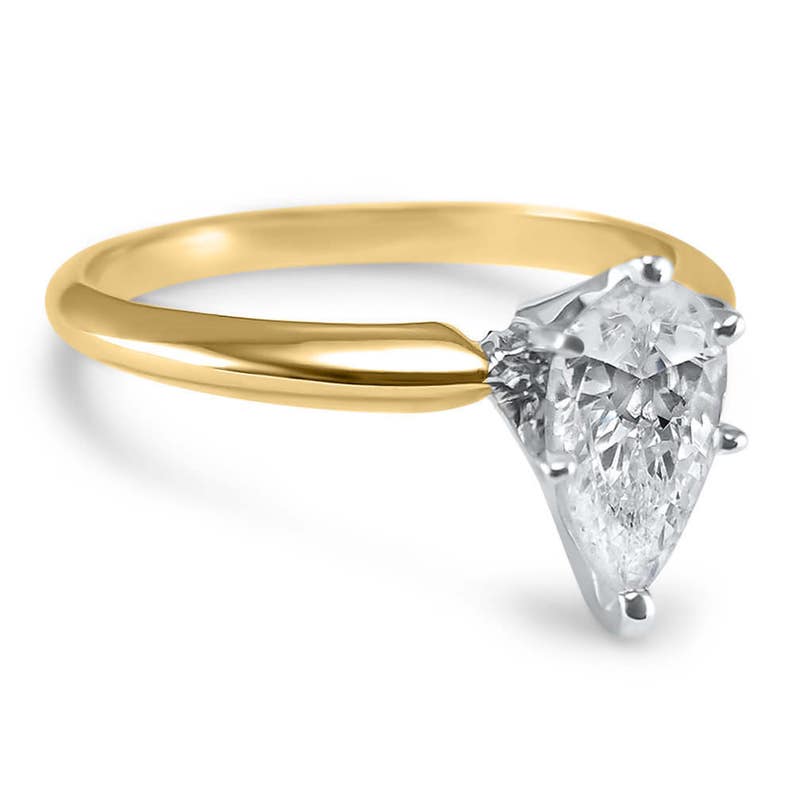 14K Yellow Gold Pear CZ Cubic Zirconia Engagement Ring 6 Prong Etsy