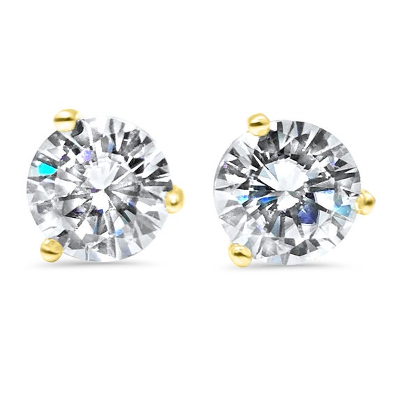 2.5CT CREATED DIAMOND MARTINI EARRINGS 14K WHITE GOLD SOLITAIRE 4-PRONG STUDS