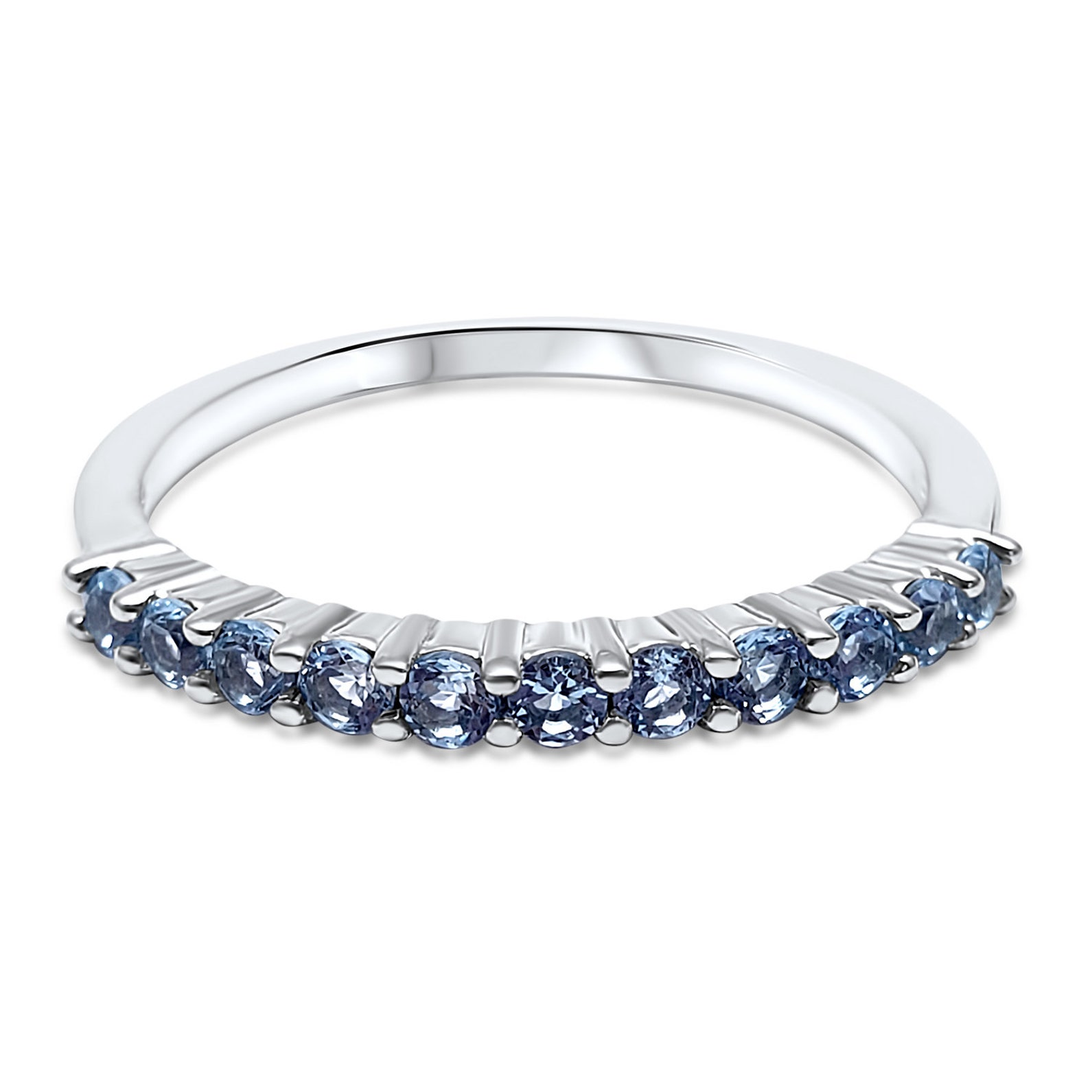 Colored Gemstone Stackable Rings 14k Solid White Gold Ring Etsy