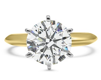 Certified 2 Carat Lab Grown Diamond Solitaire Engagement Ring in 14k Yellow Gold - F VVS2