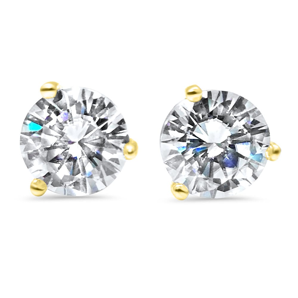 CZ Cubic Zirconia Stud Earrings 14K White Gold Pierced Ear - Etsy