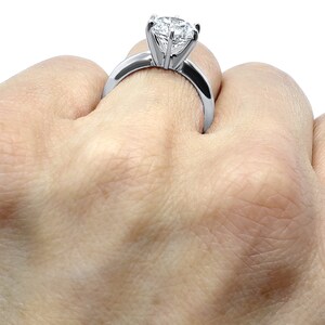 Cubic Zirconia Engagement Ring 2 Carat Round CZ 14K Solid White Gold Solitaire with 6 Prong Setting image 6