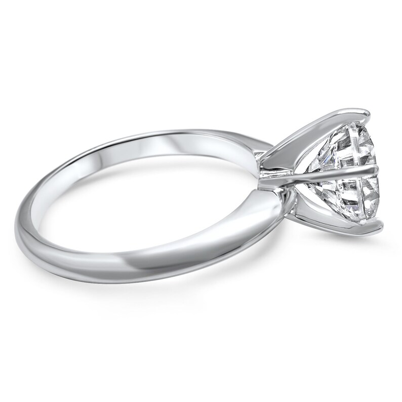 Cubic Zirconia Engagement Ring 2 Carat Round CZ 14K Solid White Gold Solitaire with 6 Prong Setting image 3