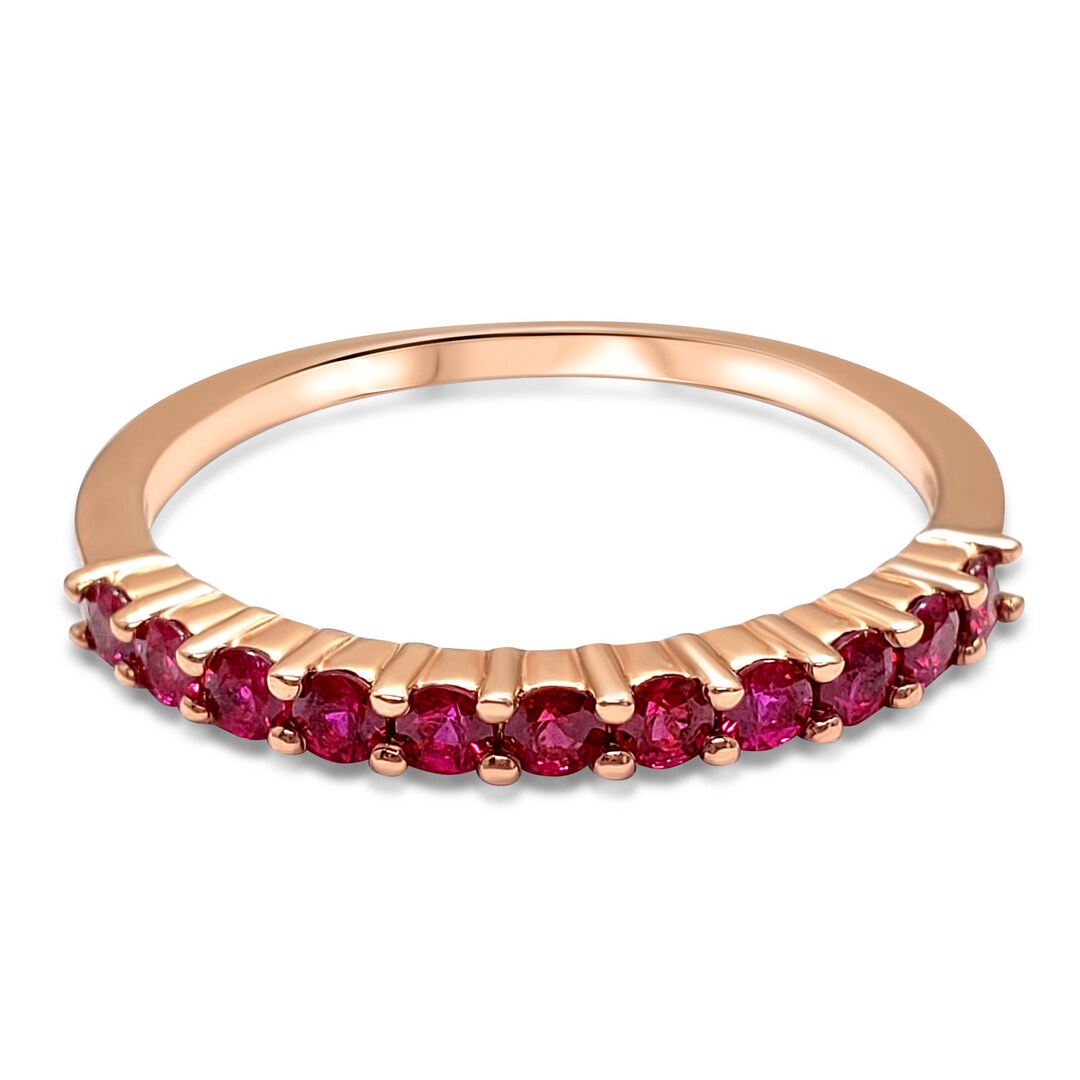 Genuine Ruby Gemstone Stackable Ring 14k Solid Rose Gold July ...