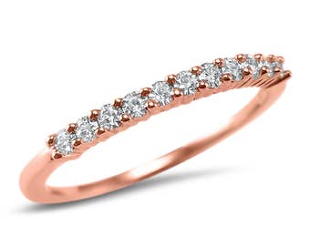 14k Rose Gold Diamond Anniversary Band, Diamond Ring -half eternity band - 14K Rose Gold Wedding ring natural diamonds -1/4 Carats Diamonds