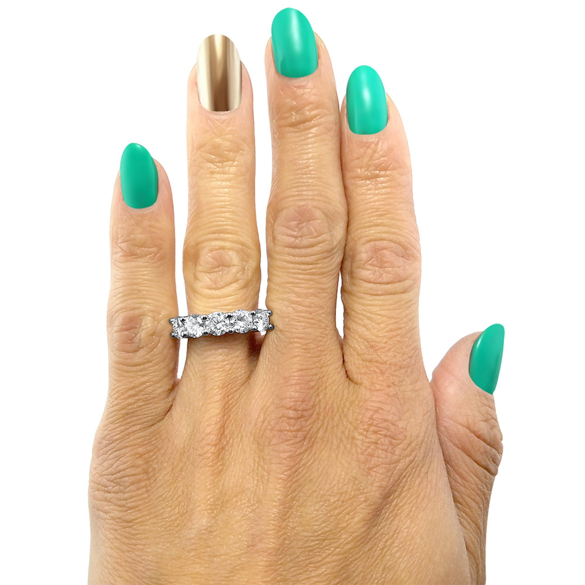 2.5 Carat 5 Stone Moissanite Wedding Band Forever ONE 14k | Etsy