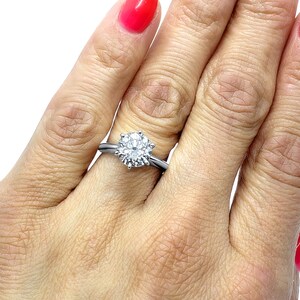 Cubic Zirconia Engagement Ring 2 Carat Round CZ 14K Solid White Gold Solitaire with 6 Prong Setting image 5