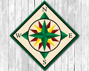 Compass Barn Quilt, Large, Medium, Small, Vinyl On Aluminum, Outdoor Or Indoor, Many Patterns, Colors, Designs, Customizable