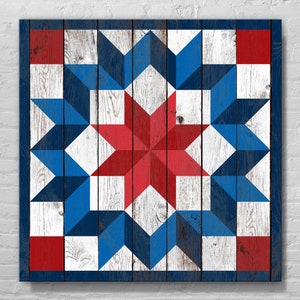 Carpenter Block Barn Quilt With Wood Effect, Large, Medium, Small, Vinyl On Aluminum, Outdoor Or Indoor, Many Patterns, Colors, Designs