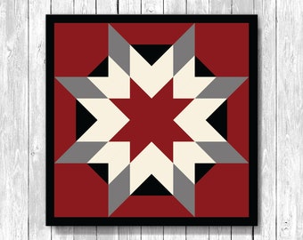 Octagon Star Barn Quilt, Large, Medium, Small, Vinyl On Aluminum, Outdoor Or Indoor, Many Patterns, Colors, Designs, Customizable