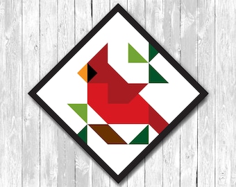 Diagonal Cardinal Block Barn Quilt, Large, Medium, Small, Vinyl On Aluminum, Outdoor Or Indoor, Many Patterns, Colors, Designs, Customizable