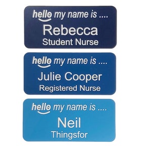 Hello my name is name badge, personalised acrylic engraved name badges with Pin , Magnetic , Crocodile clip image 9