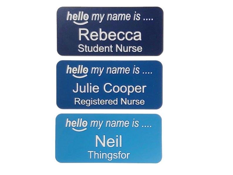 Hello my name is name badge, personalised acrylic engraved name badges with Pin , Magnetic , Crocodile clip image 9