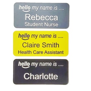 Hello my name is name badge, personalised acrylic engraved name badges with Pin , Magnetic , Crocodile clip image 10