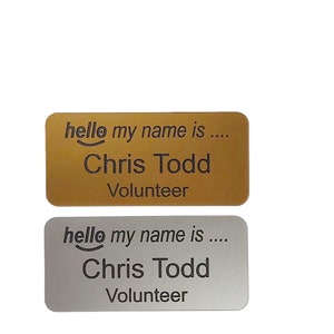 Hello my name is name badge, personalised acrylic engraved name badges with Pin , Magnetic , Crocodile clip image 8