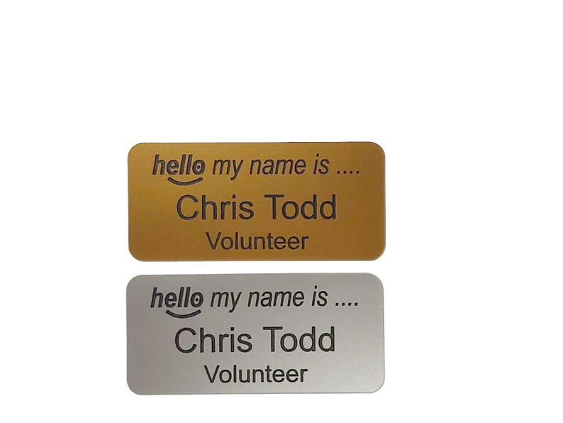 Hello my name is name badge, personalised acrylic engraved name badges with Pin , Magnetic , Crocodile clip image 8