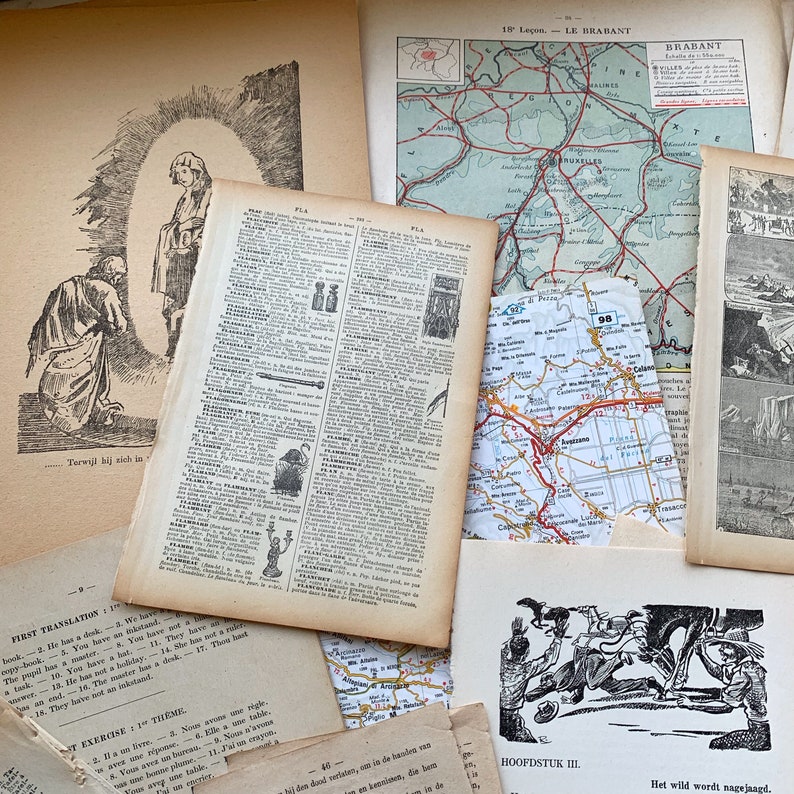 Vintage Book Papers For Scrapbooking Etsy