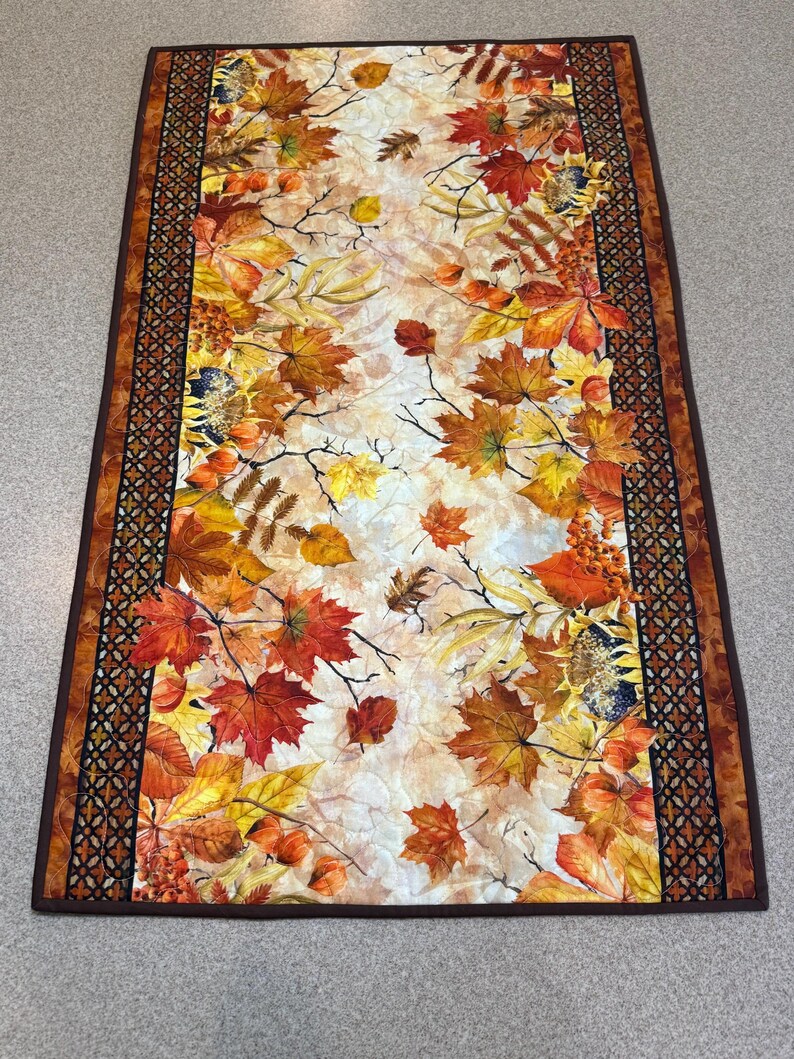 Table Runner, Quilted, Handmade - Fall Leaves and Flowers - Etsy
