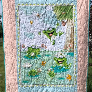 Baby Quilt - Frogs Aqua
