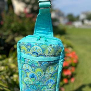 Bolso bandolera Sling - Teal y Aqua Mandala