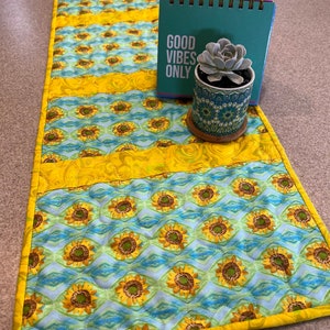 Table Runner - Sunflowers, Aqua, Green, and Yellow
