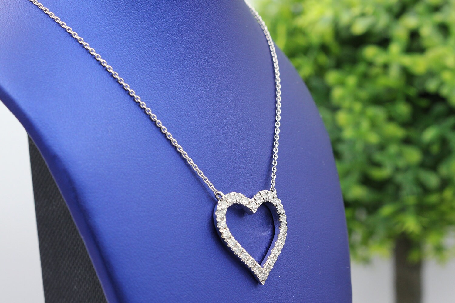 1.00ct.tw Diamond Heart Necklace on 14K White Gold Diamond Etsy