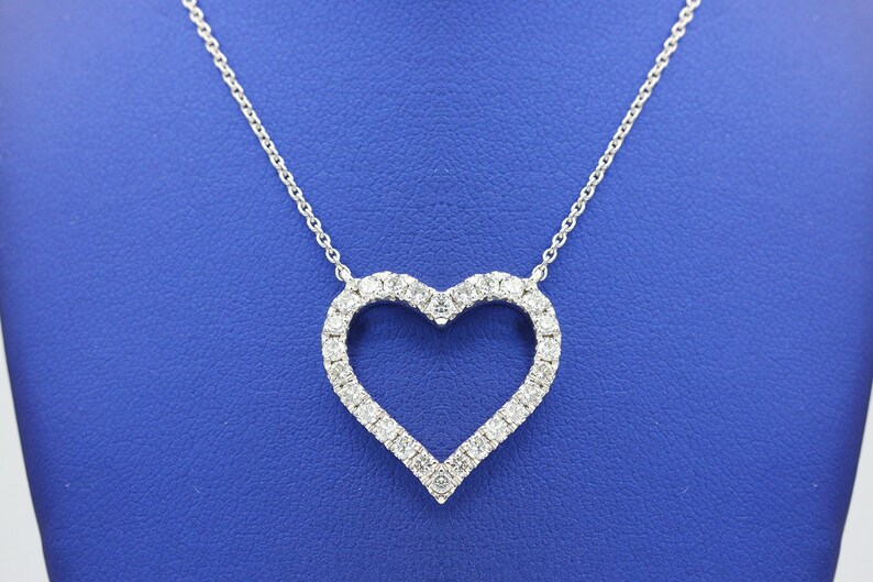 1.00ct.tw Diamond Heart Necklace on 14K White Gold Diamond Etsy
