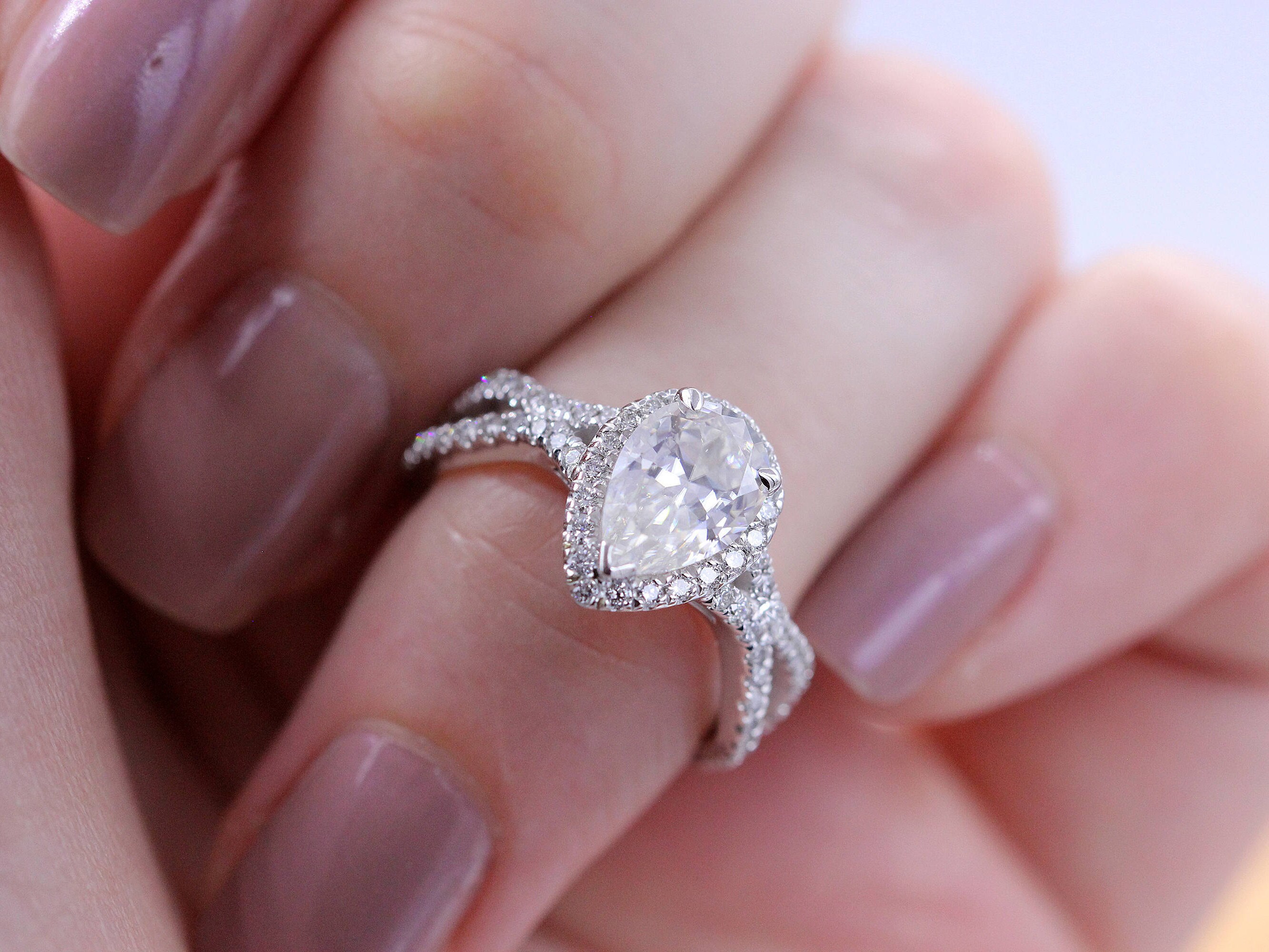 Pear Shaped Engagement Ring Moissanite Pear Engagement Ring | Etsy