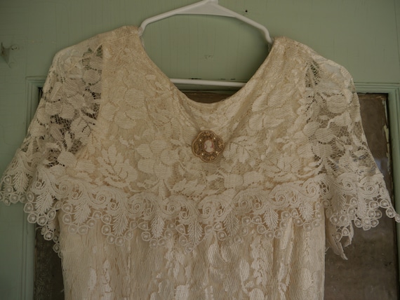 80s Does 20s Vintage Betsy & Adam Lace Dress