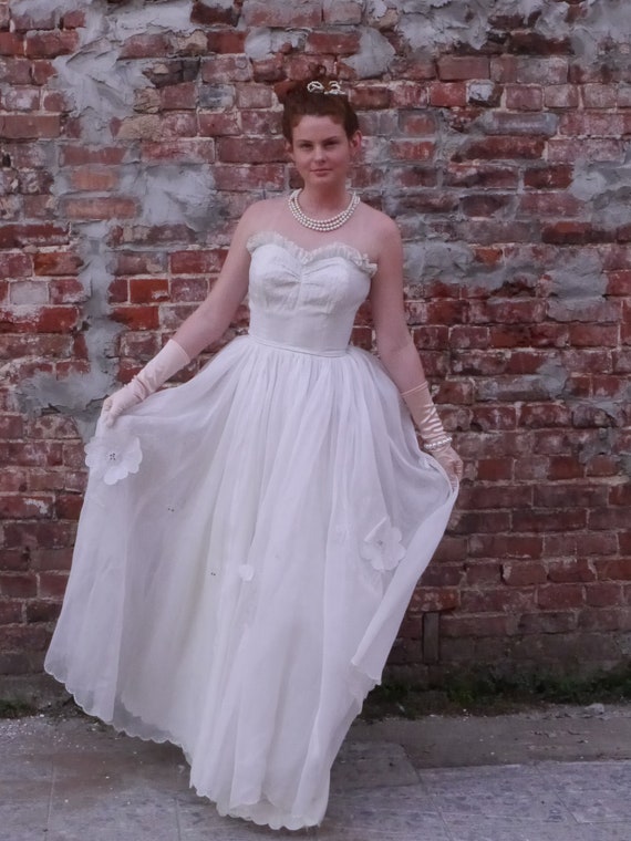 Ooak Stunning Vintage 1950s Batiste Wedding Dress Gown Etsy