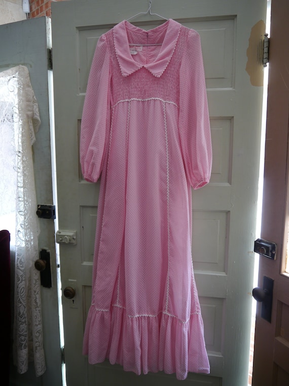 Candi Jones Vintage Pink 1970s Dotted Swiss Maxi B