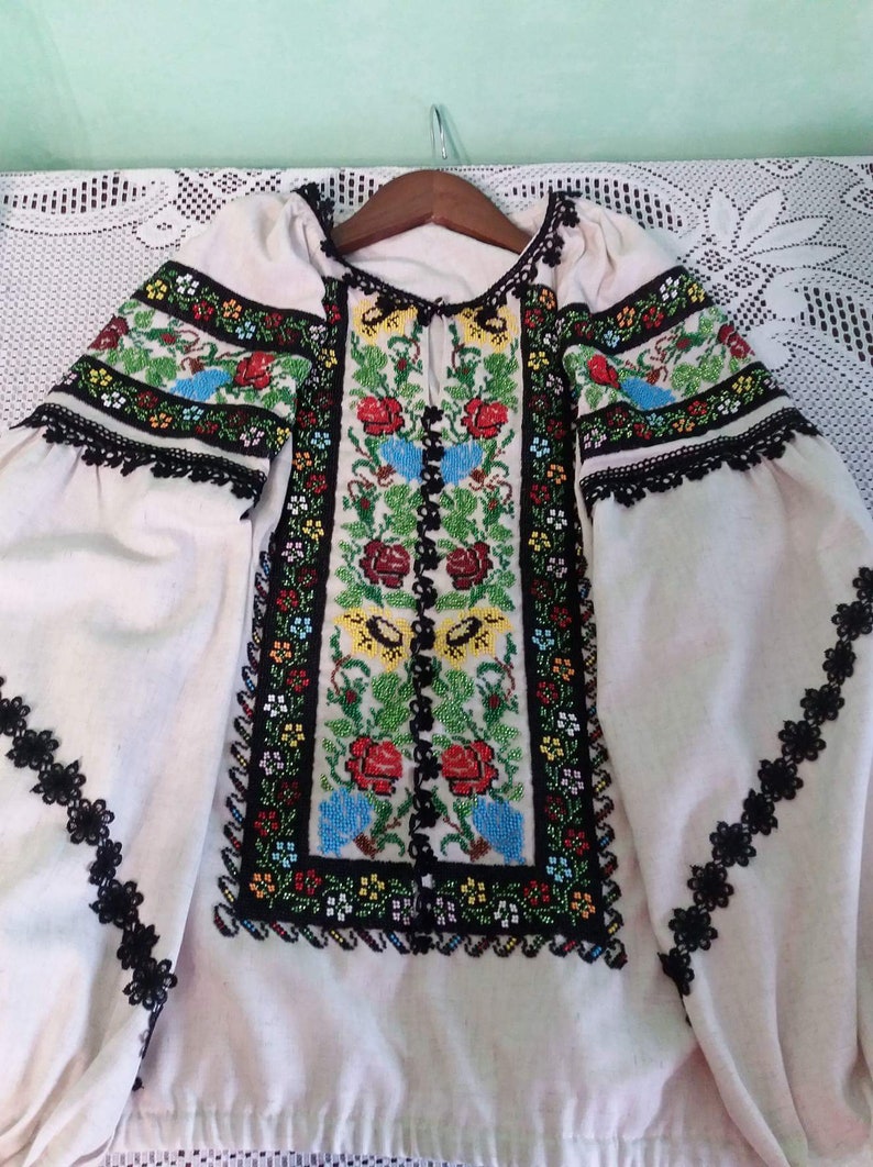Ukraine bead embroidery ukrainian blouse beads Ukrainian embroidery embroidered blouse women blouse beadwork women top beaded blouse