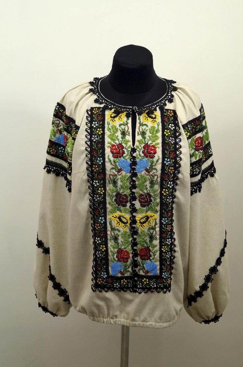 Ukraine bead embroidery ukrainian blouse beads Ukrainian embroidery embroidered blouse women blouse beadwork women top beaded blouse
