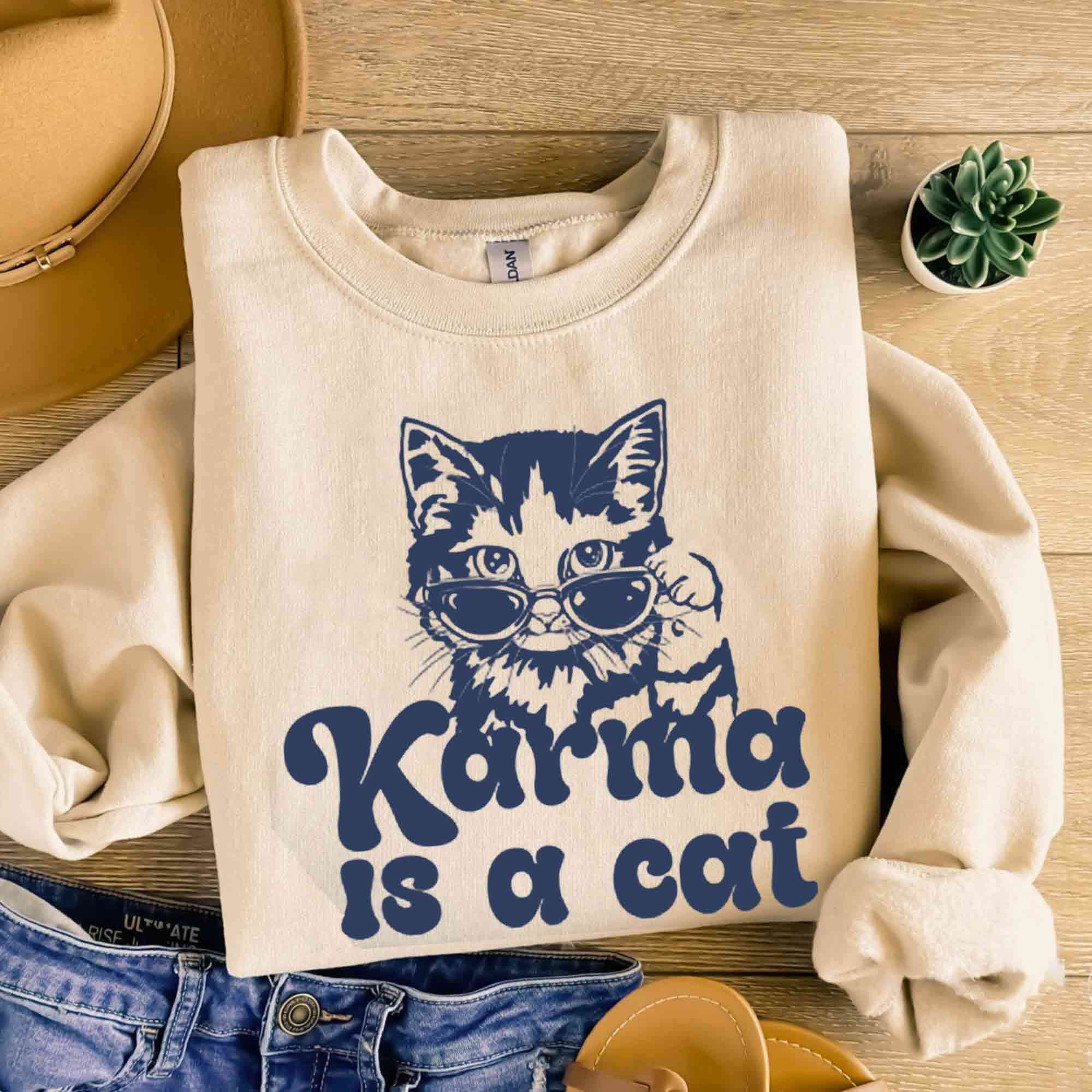 Cat with top sunglasses t shirt