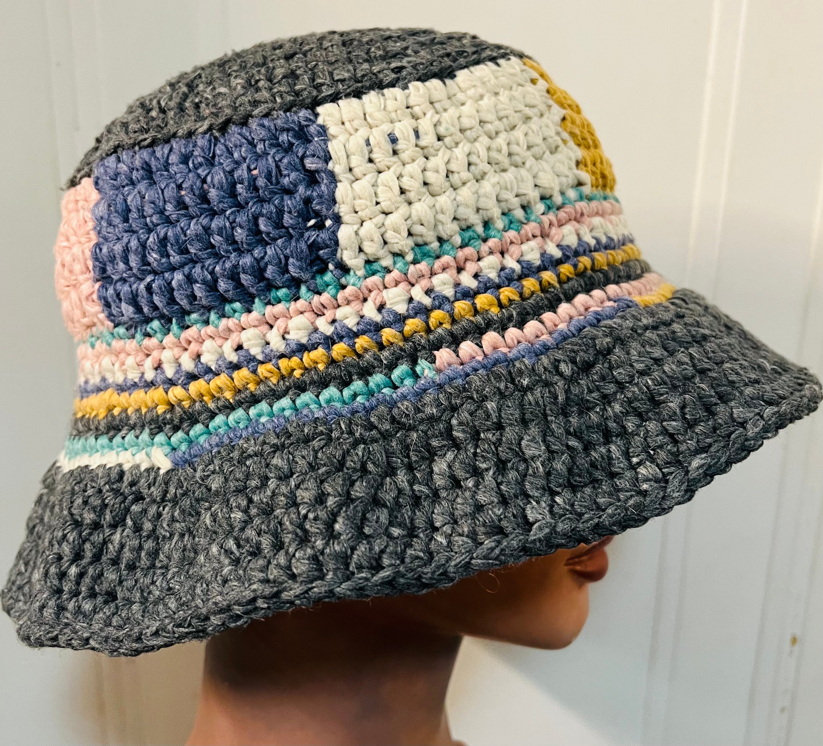 [CITYBREEZE]25SS●COLOR BLOCK CROCHET BUCKET HAT Crochet Color Block Bucket Hat, Unisex Bucket Hat - Etsy