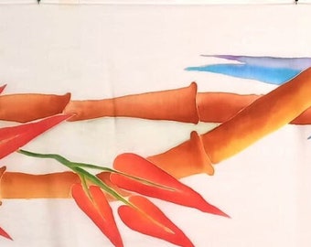 pañuelo mediano de pura seda pintado a mano
