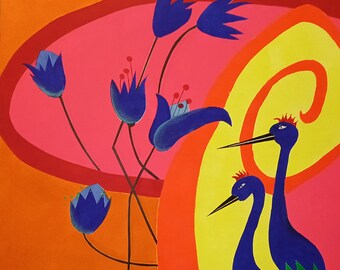 Doy lo mejor de mi vida, un cuadro pintado con colores acrílicos, un mueble muy colorido que alegrará el ambiente de la casa.