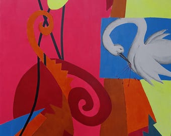 Pintura acrílica sobre fondo de madera.