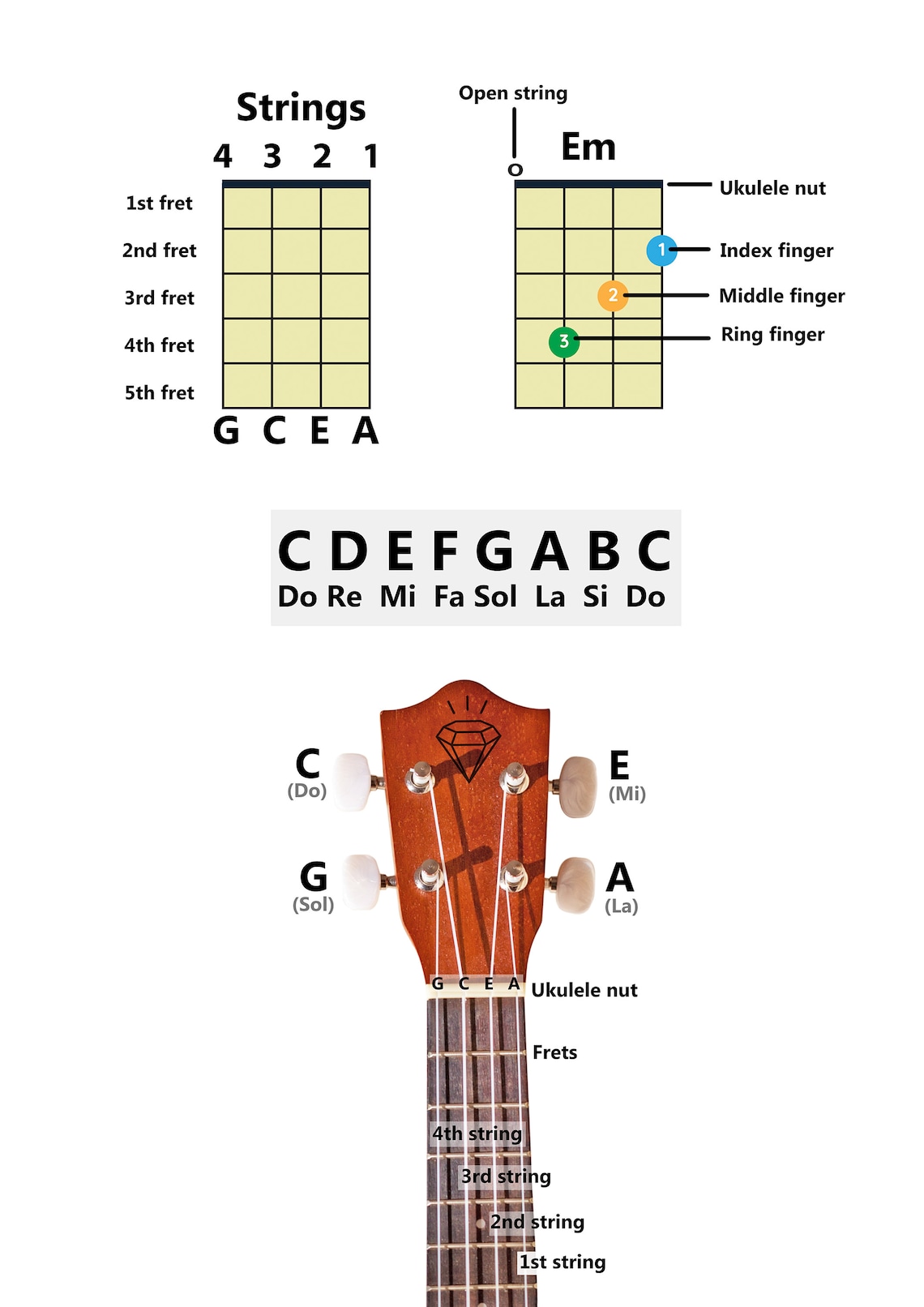 Big Size PDF Ukulele Beginner Easy Chords Download, Large PDF Poster ...