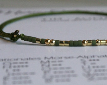 Geschenk für Ihn & Sie - Armband MORSE-CODE mit Wunsch-Name, größenverstellbar, 925 Silber vergoldet, Armband für Paare, Freundschaftsband