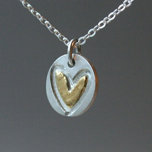 Mother&#39;s Day gift heart, necklace golden heart, pendant made of recycled 925 sterling silver with 22 carat gold plating, heart necklace, gift