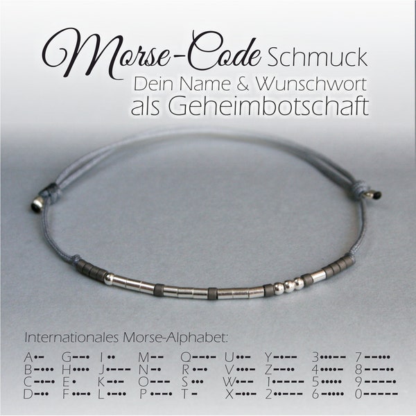 Bracelet MORSE-CODE with desired name, adjustable size, 925 silver, unisex, for him and her, customizable bracelet, name bracelet,