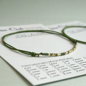 Morse code bracelet with personalized name or favorite word, adjustable size, thin 925 sterling silver gold-plated friendship bracelet