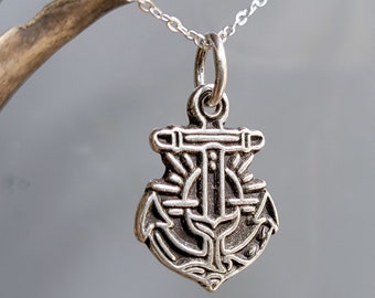 Lucky anchor pendant, lucky ahoy, lucky charm chain, pendant made of recycled 925 silver, with silver chain or leather chain,