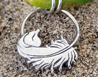 Feather pendant silver, angel feather, feather necklace, angel feather, protection pendant, made of recycled 925 silver, with silver chain or leather chain,