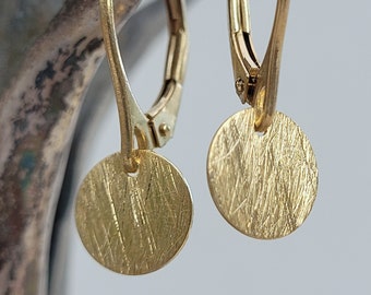 Plaatoorbellen "LITTLE DISCUS" verguld op 925 sterling zilver, opvouwbare leverbacks, verschillende kleuren, plaatoorbellen, oorbellen met platen