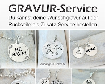 personalisierte GRAVUR, Zusatzleistung, Wunsch-Gravur für Kettenanhänger mit flacher Rückseite - Lasergravur, Custom Schmuck