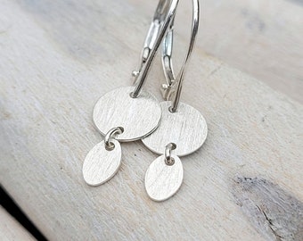 Plaatoorbellen LITTLE DISCUS - schattige 925 sterling zilveren oorbellen, borden, opvouwbare leverbacks, plaatoorbellen in zilver